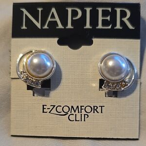2 Napier Silver and Gold Clip-On Earrings